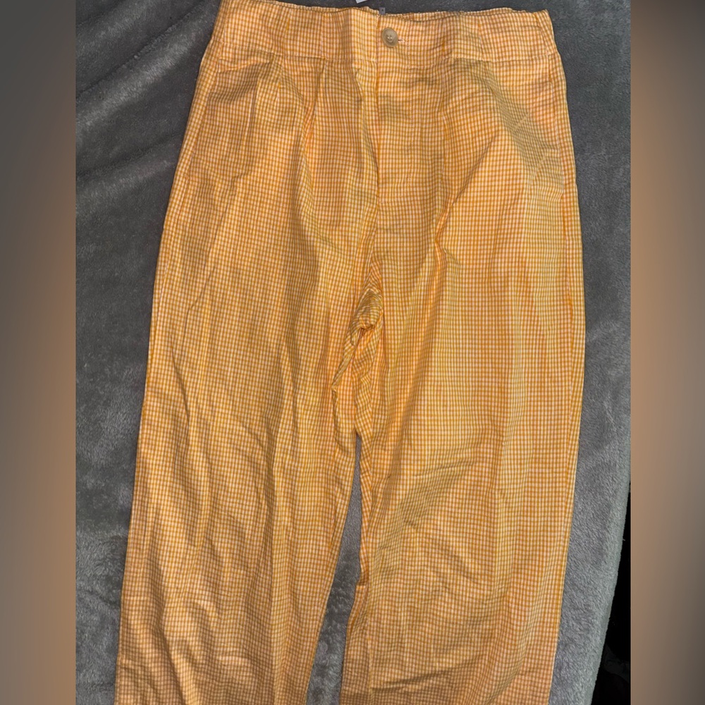 Free people size small yellow/white plaid .